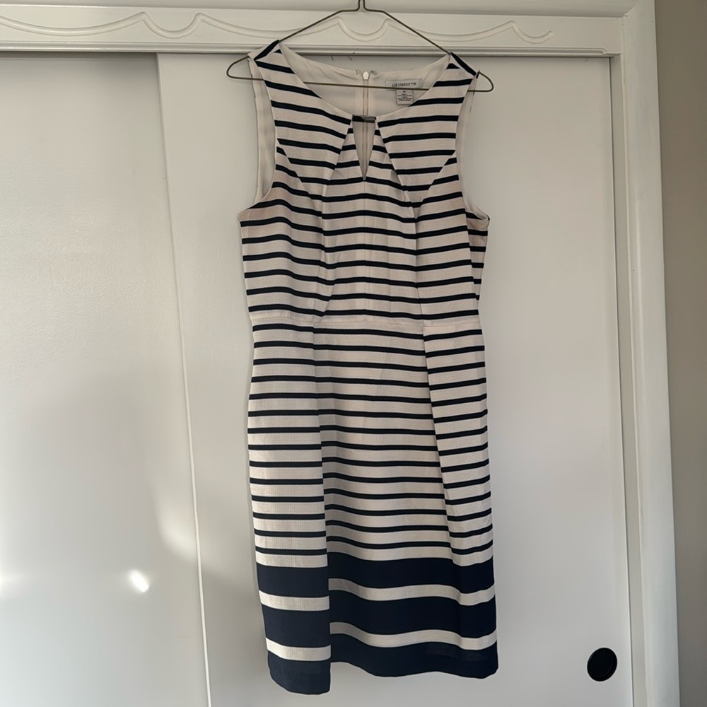 Liz Claiborne White and Navy Dress